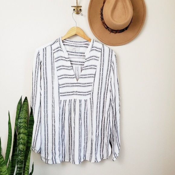 LOFT | MEDIUM MULTI-COLORED STRIPED BLOUSE - Picture 1 of 7